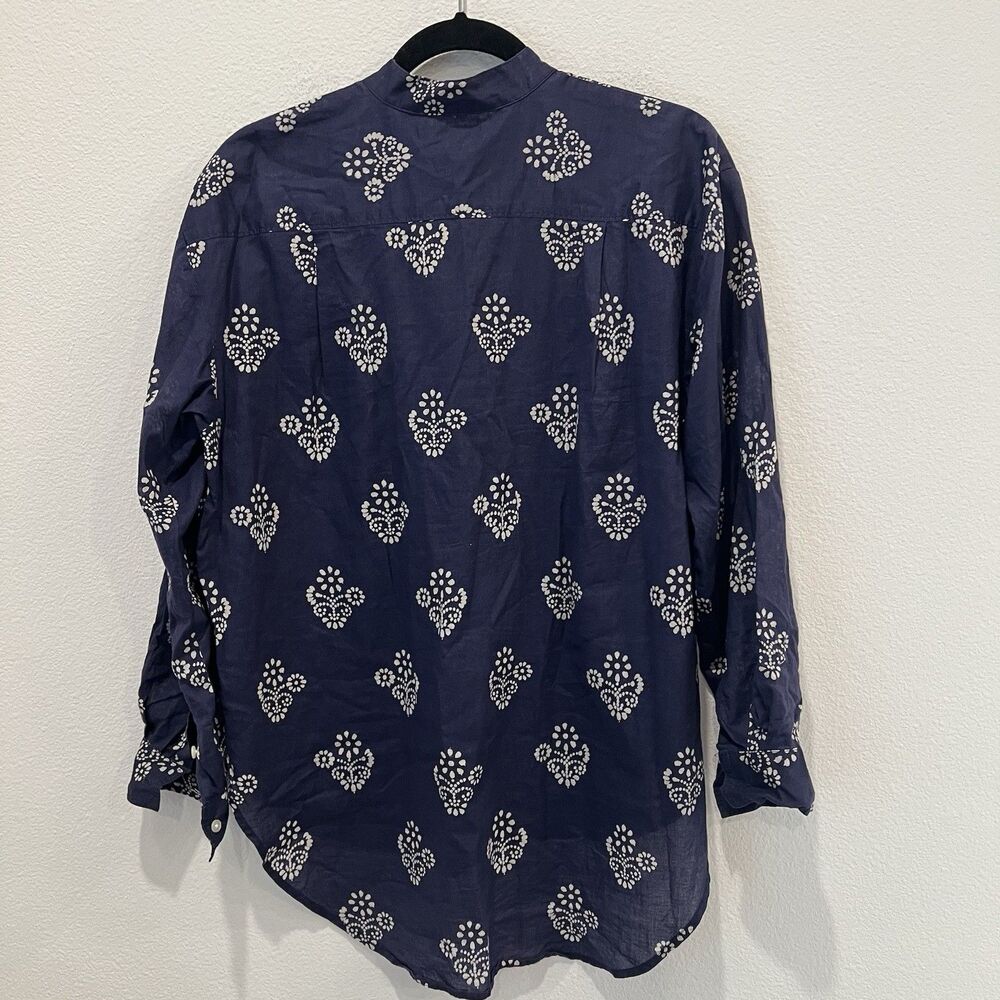 Madewell Blouse Womens Medium Blue Long Sleeve Floral Popover Top Boho Indie - Picture 4 of 6